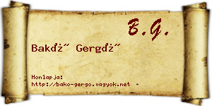 Bakó Gergő névjegykártya